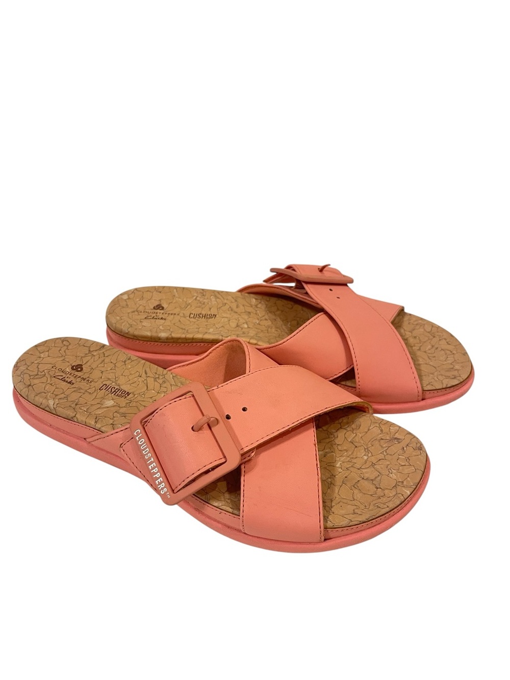 Women's Cloudsteppers By Clarks June Shell Coral Slide Sandals with Buckle - Picture 2 of 3